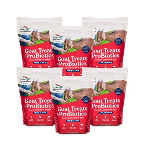 Manna Pro Apple Probiotic Goat Treat Daily Goat Treats Treat for Goats and Sheep Easy to Feed Enriched with Vitamins Minerals and Essential Probiotics Pack of 6 30lbs