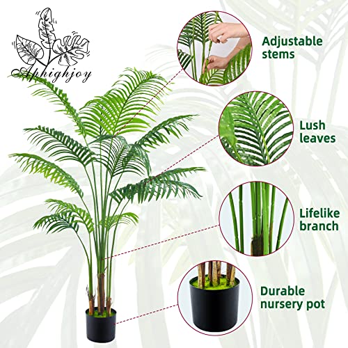 Aphighjoy 2Packs 5Ft Artificial Areca Palm - Fake Plants Palm Tree Faux Tropical Palm Potted Dypsis Lutescens For Home Decor Office Housewarming Gift (5Ft -2Packs) #TOP2