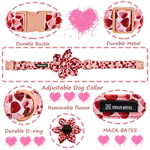 MACA Bates Valentine’s Day Dog Collar with Bow/Flower/Bow tie, Sweet Heart Adjustable Collar for Small Medium Large Dog… - Image 3