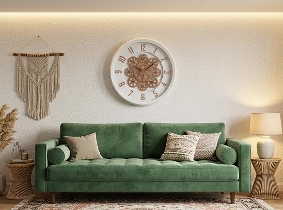 Image of Moving Gear Wall Clock, Round, Gold and Rose Gold Finish, Options (NEW White, Set of 1 Clock)