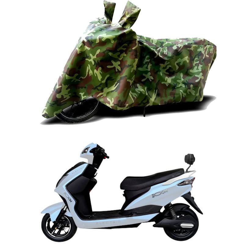 Image of 100% Water Resistant Bike Scooty Two Wheeler Body Cover Compatible for Kinetic Green Zoom Big B /UV-Rays /Heat Protection /Birds Dropping /Scratchproof /Dust Proof /Waterproof /All [Green MJ]