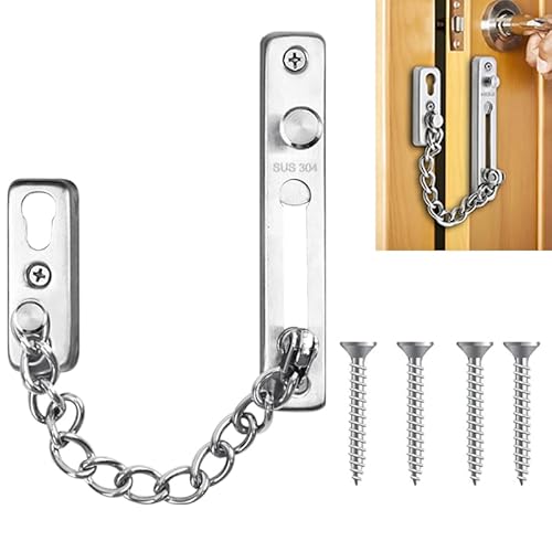 Chaine de Porte,entrebailleur de Porte,Securite Porte Entree,Verrou Porte interieure,Chainette Porte Entrée,Chaine de Porte Securite,en Acier Inoxydable 304 (argenté)