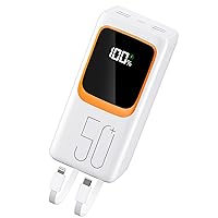 50000mAh Power Bank con cable incorporado: Batería externa de carga rápida de 22.5W con gran capacidad