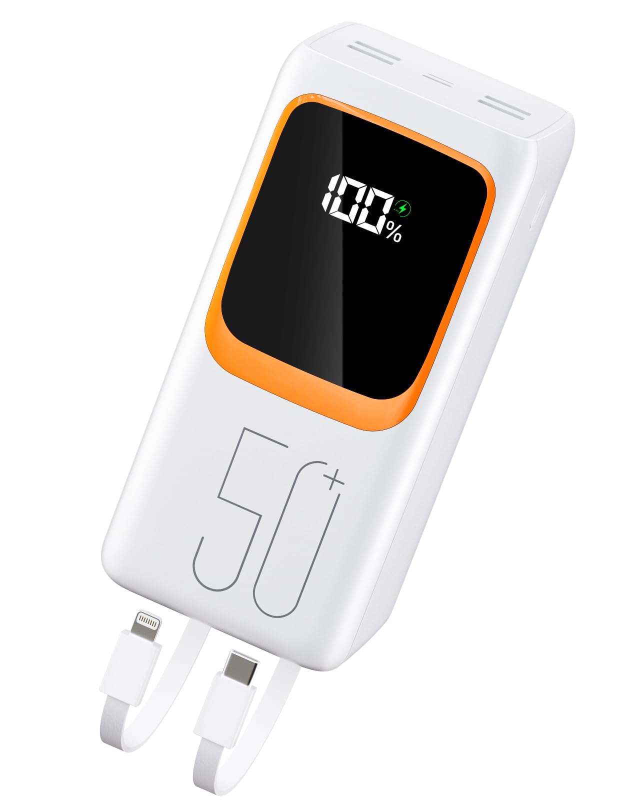 Batería externa de 20000 mAh con cable incorporado: 22,5 W Power Bank de carga rápida para teléfono móvil, batería USB C (Input & Output)
