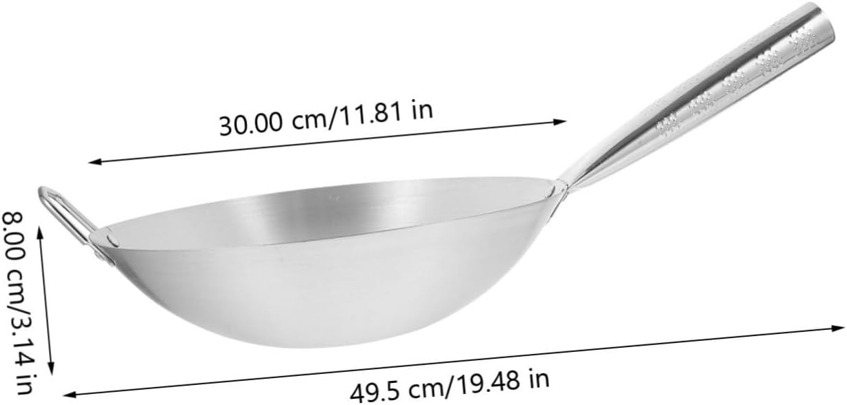DECHOUS 1pc Non-magnetic Sanding Wok Nonstick Wok Pot No Coating Frying Pan Non Stick Egg Pan Sauce Pan Japanese Restaurant Frying Pan Long Handle Induction Cooker Pot Stainless Steel
