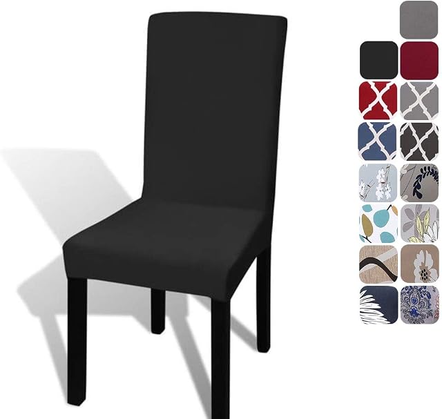 HZDHCLH Chair Covers Slipcovers Stretch Removable Washable Short Dining Chair Protector Cover Seat for Hotel,Dining Room,Ceremony (Black, 4 PCS)