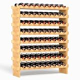 VASMIA Bambus Weinregal Stapelbar, Freistehendes 72 Flaschen Weinregal, Ohne Werkzeug Montage, 8 Ebenen Weinablage für Küche, Bar, Esszimmer, Keller, Natürlich