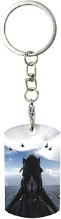 Mountain Landscape Keychain for Women Men Rectangular Key Chain Double Sided Tag Key Keeper Rings