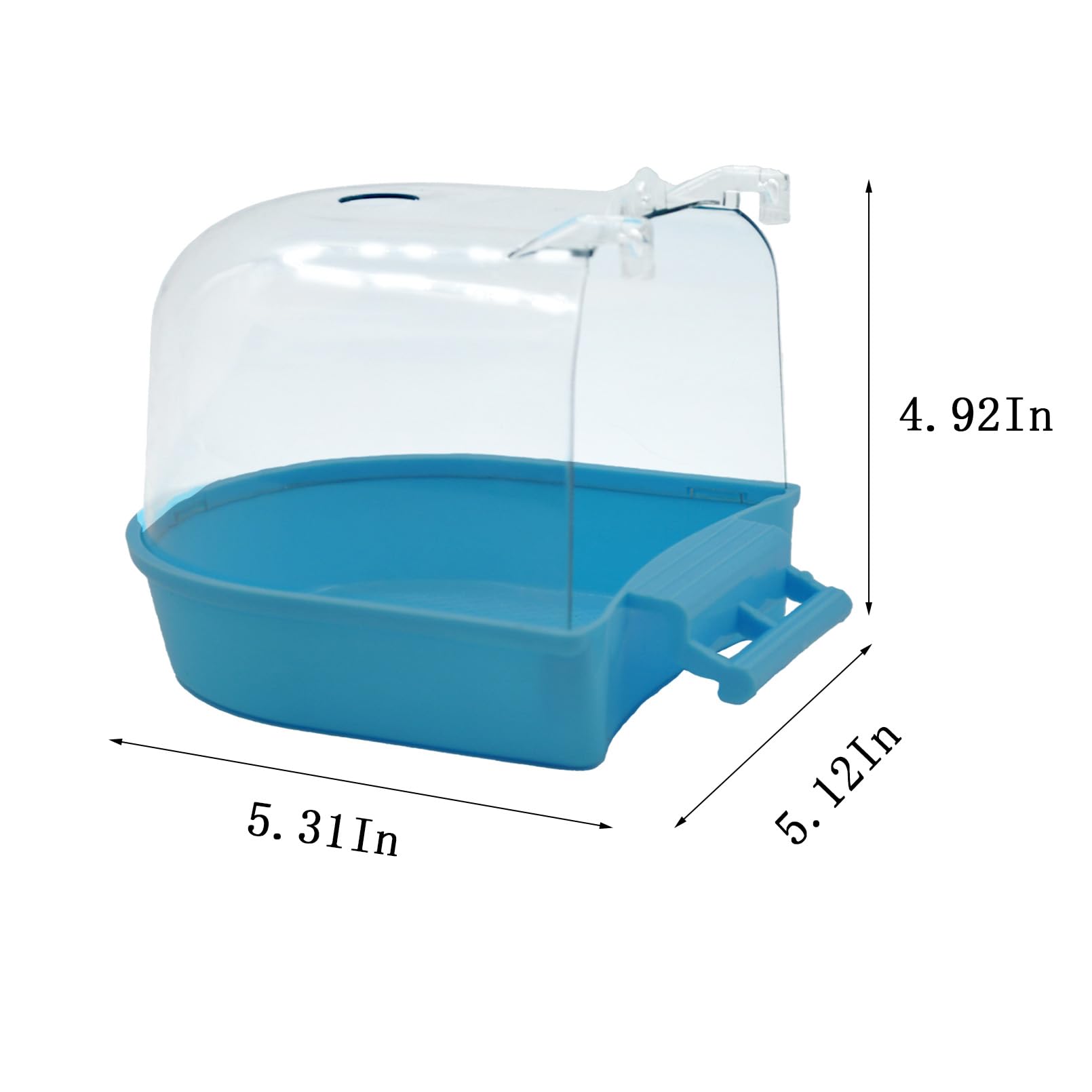 PINVNBY 2Pcs Bird Bath for Cage,Parrot Bathtub for Cage,Hanging Bird Bathing Tub with 2Pcs Water Injector and 2Pcs Feeding Spoon for Canary Budgerigar Lovebird Birds (Blue and Green) - image 3