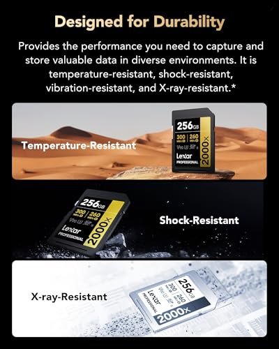 Image of Lexar Professional 2000x SD Card 256GB, SDXC UHS-II Memory Card, Up to 300MB /s Read, for DSLR, Cinema-Quality Video Cameras (LSD2000256G-BNNNG)