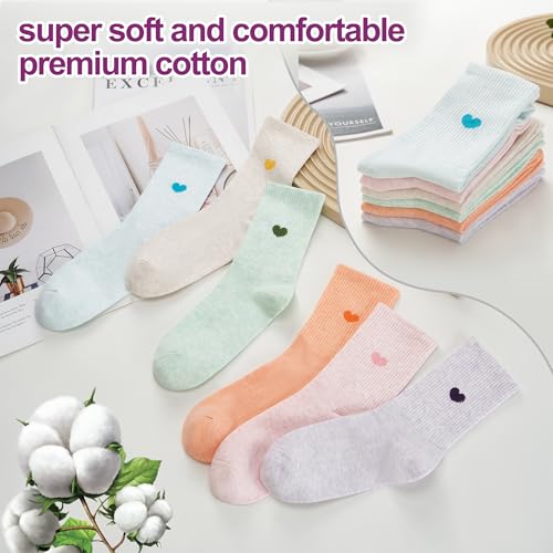 Image of inhees Women's Cotton Crew Socks - 6Pairs Above Ankle Fun Cute Heart Bootie Dress Socks - Gifts for Mother /Her