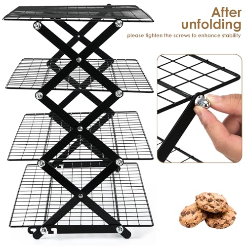BEZORR 4Tier Collapsible Cooling Rack for Cooking and Baking, Expandable and Foldable Cookie Oven Racks, Non-Stick Baking Tools Accessories for Muffin, Cookies & Biscuits Pizza and Grilling - Image 6