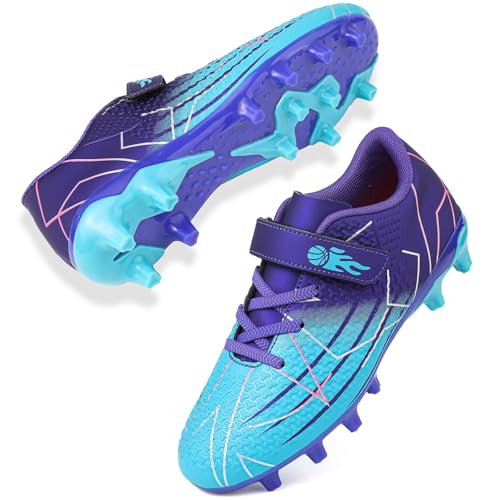 Mufanton Zapatos de Fútbol Niño Spike Aire Libre niños Calzado de Fútbol Profesionales Atletismo Entrenamiento Botas de Fútbol Adolescentes,Azul Morado,EU36