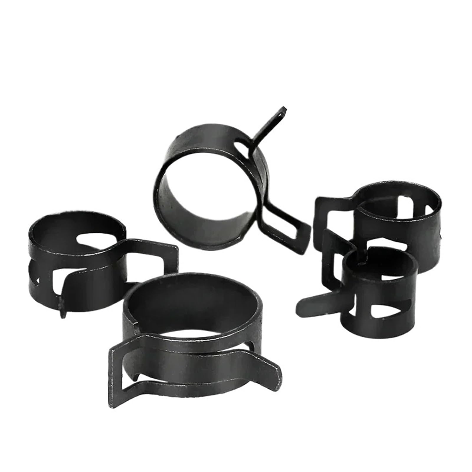 150 Uds 6-10mm Resorte Negro Combustible Aceite Manguera De Agua Clip Tubo for Abrazadera Banda Kit Surtido Sujetadores Metal