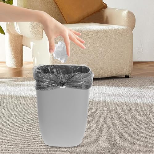 Caneca de basura plástica grande gris con apertura manual miniatura 4