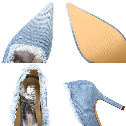 Reitoye Women's Denim Stiletto Pumps Heels Pointed Toe Stiletto Dress Pump Us 9 #TOP7