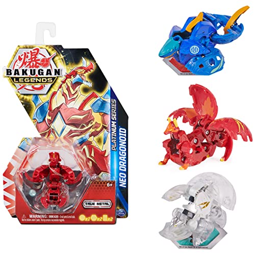 BAKUGAN Legends, Neo Dragonoid, True Metal de la Serie Platinum, 2 Baku-núcleos, Carta Portal y Carta de Personaje, Juguetes para niños, a Partir de 6 años