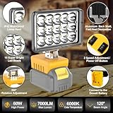 T-SUNUS LED Work Light for Dewalt 18V/20V Batteries, 45W 20000LM Flood Light with USB & TypeC Charging, Low Voltage Protection, Site Lighting for Emergency Garage Workshop DIY(Yellow) - Image 4