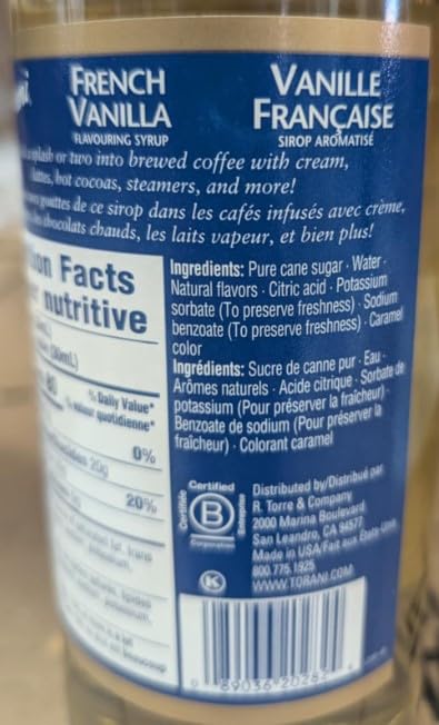 Image of Torani Syrup, French Vanilla, 25.4-Ounce Bottles (Pack of 3)