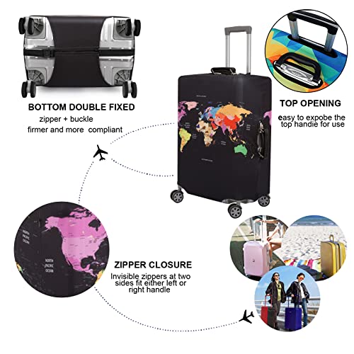 Image of MosaiRudo Thicker Luggage Cover Elastic Suitcase Cover Protector Fits 18-32 Inch Suitcase Travel Accessories, TKM0078, S, Zipper Closurezipper Closurezipper Closurezipper Closurezipper Closure