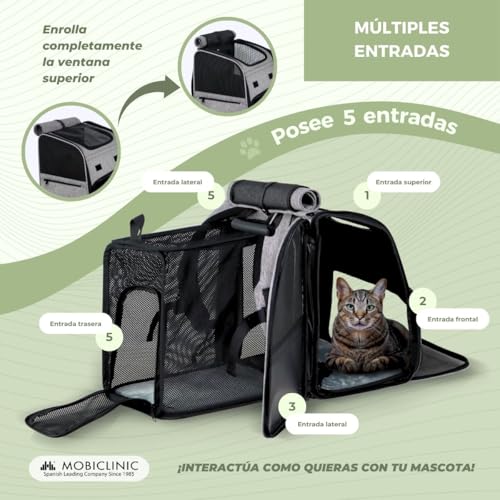 Miniatura 5 de Mobiclinic Pets, Mochila Para Mascotas. Tula, Plegable, Ventilación, Bolsillos, Incluye Comedero Y Bolsas, Múltiples Accesos, Ajustable, 37x29x37.5 Cm, Transportín Gatos Y Perros