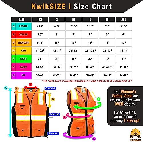 KwikSafety PRIMEIRA EMBALAGEM PARA MULHERES | Colete de segurança feminino Classe 2 Hi Visibility |