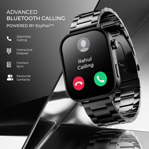 Image of beatXP Unbound Pro 1.96 inch Super AMOLED Display Bluetooth Calling Smart Watch, Metal Body, Rotary Crown, 410 * 502px, 800 Nits, 60Hz Refresh Rate, 100+ Sports Modes, 24 /7, IP67 (Black Metal)
