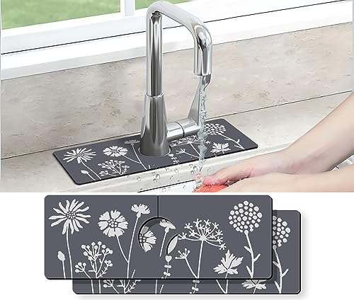 Kitchen Sink Splash Guard Faucet Mat -2 PC Super Absorbent Fast D...