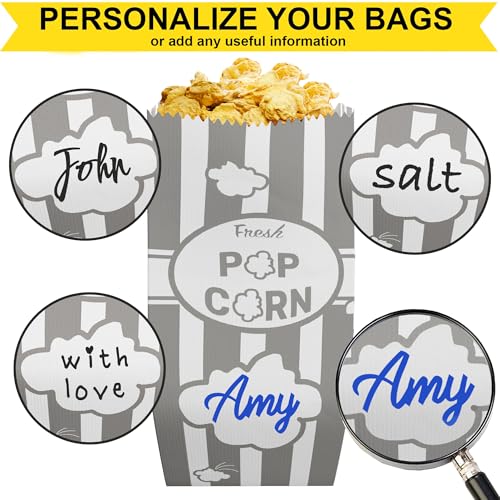 Image of CUSINIUM 1oz Gray Paper Popcorn Bags (100-pack) - Carnival Theme - Customizable