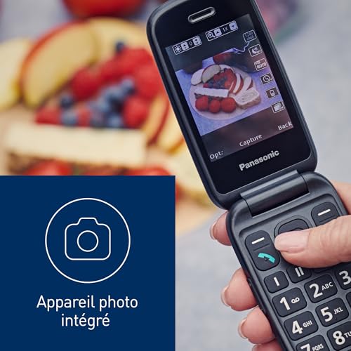 Panasonic KX-TU550EXC Flip Phone, 4G, 1.2MP Camera, Senior Phone with Large 2.8" Screen, 300 Hours Standby Time, Blue