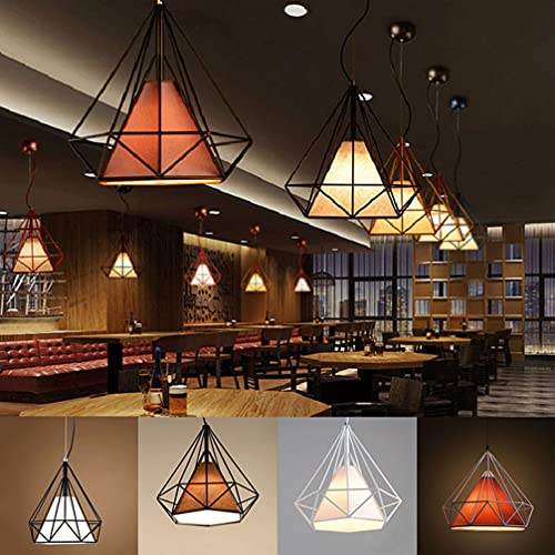 Novoce Metal Pendant Light, E27 Diamond Shape Chandelier Retro Wrought Hanging Light Iron Art Birdcage Lamp For Home Restaurant Cafe Library Decor #TOP1