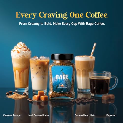 Image of Rage Coffee Pack of 4 Flavours - Irish Hazelnut, Dark Chocolate, Creme Caramel, Butterscotch Delight 50 Gms Each (Pack of 4)