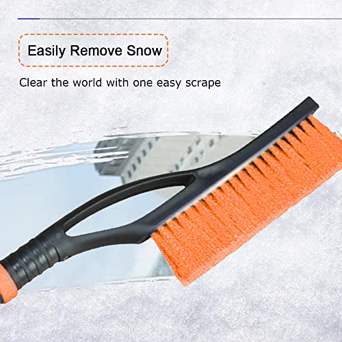 Snow Brush and Detachable Ice Scraper, Ice Scraper and Extendable Snow Brush with Ergonomic Foam Grip, Car Exterior Accessories Fit for Cars, Trucks, SUVs, Ice Scrapers for Car Windshield (Orange) - Thumbnail 6