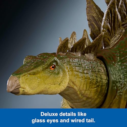 Image of Mattel Jurassic World Hammond Collection Action Figure, Lost World Jurassic Park Stegosaurus, Carnivore Large Dinosaur Toy, Posable Wired Tail