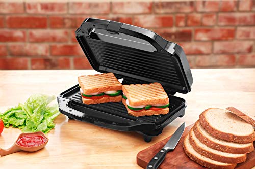 Image of Clearline Non Stick Coated Jumbo Sandwich Grill /Toaster, Black-Silver