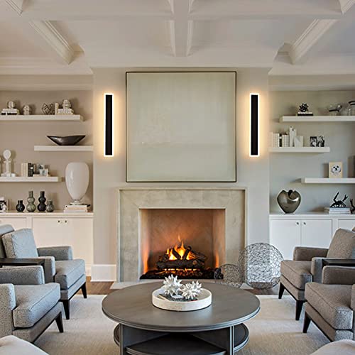 Bieocur Modern Outdoor Lights 23.6In Led Wall Sconce 12W Porch & Patio Light Frosted White Acrylic Exterior Light Fixture Watetproof Suitable For Garage,Entry,House #TOP4