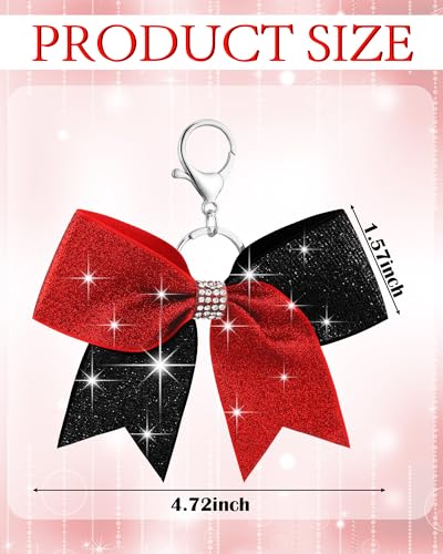 Image of Tondiamo Cheer Bow Keychain Cheer Keychain with Rhinestones Cheerleader Keyrings for Team Gift Cheerleading Sports Accessory