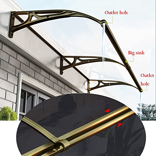 Patio Door Window Awning Canopy Aluminum Bracket Polycarbonate Cover Front Door Outdoor Awning Canopy For Window, Porch Shade, Patio, Roof (Color : Champagne Color, Size : 120X300Cm) #TOP2