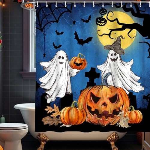 pinata Halloween Shower Curtain Set, Halloween Bathroom Set 4, Bathroom Decor Sets with Shower Curtain and Rugs Accessories, Ghost Curtains for Bath Decor3