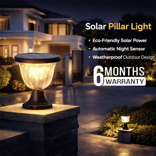 Image of Hardoll Solar Light Outdoor Home for Gate Pillar Garden Waterproof LED Lamp 4000mAh LiFePO4 Battery Auto On Off Remote Control 3 Color Modes Outdoor Wall Light (Pack of 2)