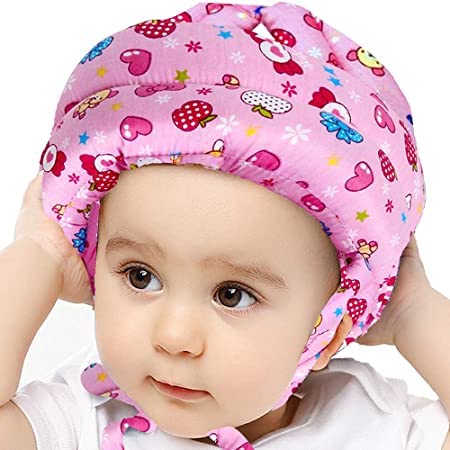 THE MODERN TREND® Baby Head Protector Front Back Head Safety Helmet | 1st time Baby Walking Head Protector Manual Adjustable by Velcro and Loop | Happy Pink Color A-3