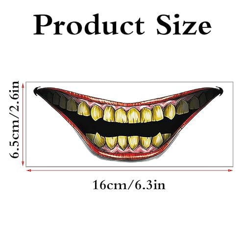 Miniatura 2 de 10 tatuajes faciales de Halloween, de terror, boca grande, tatuajes temporales de Halloween para adultos, calcomanías de cara de payaso aterrador,