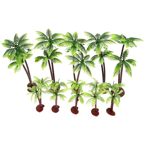 MINAOLULUS 10個 ミニチュアヤシの木模型 プラスチック製 耐久性 ミニ砂場アクセサリー 建築模型用リアルな風景装飾 卓上ミニ景観向け