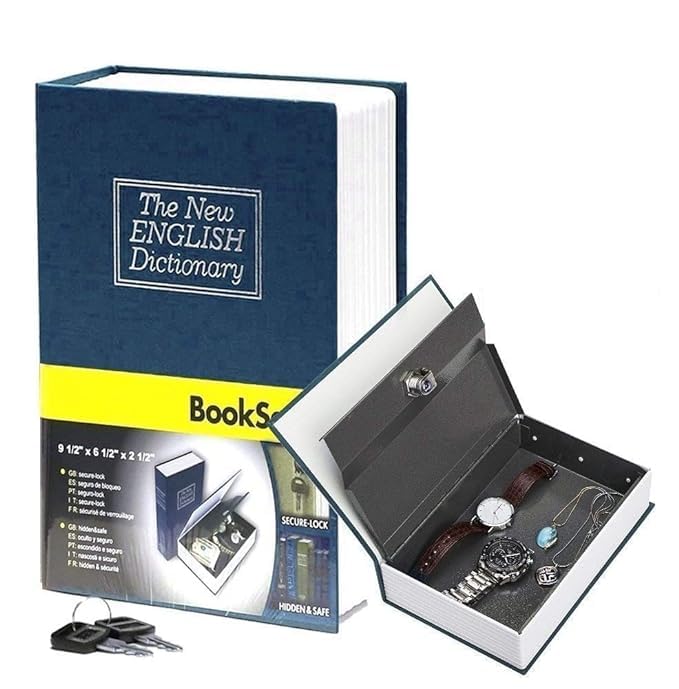 clefairy 1pc security lock dictionary safe secret book cash money jewellery hidden locker box, dictionary book secret security box with key