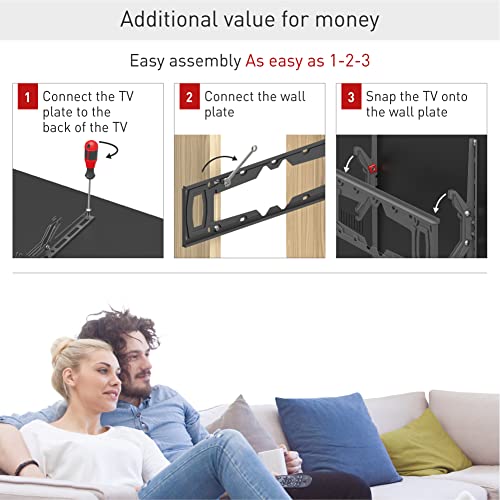 Barkan 32-90 Inch Tilt Flat/Curved Tv Wall Mount 132 Lbs Black Auto Locking Patent Touch & Tilt Bubble Level Included 20 Year Warranty #TOP3