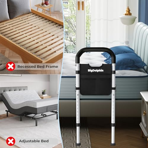 Bed Rails for Elderly Adults Safety - ASTM Approved Adjustable Bed Cane Supports 350LBS with Non-Slip Grip & Storage Pocket, Stable Bed Assist Rails for Seniors, Tool-Free - Image 7