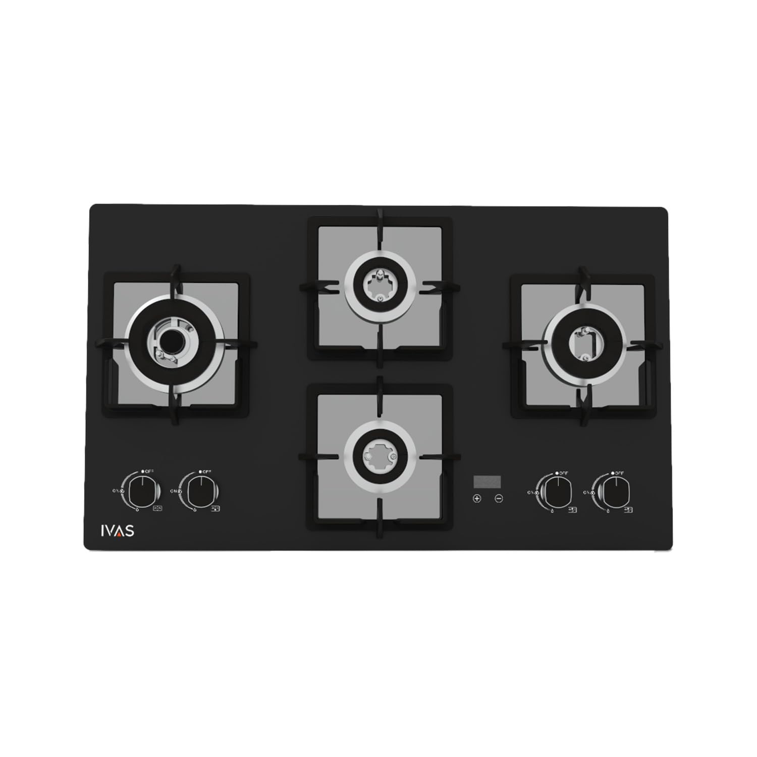 IVAS IgnisGlo 76cm Hob | 4 Burners | Auto-Ignition | Timer Control | Cast Iron Pan Support | 8mm Thick Toughened Glass | Hob/Cooktop Hybrid | Black-image-12