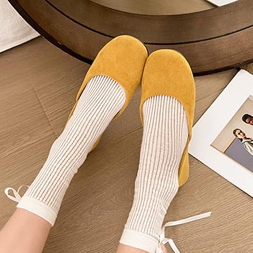 ChaiRong Zhou Women Round Toe Suede Soft Support Flats Slip on Casual Dress Office Driving Shoes2