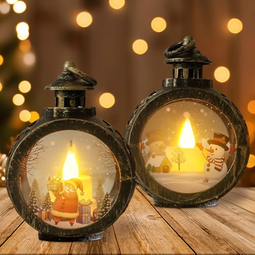Booaee Weihnachtsdeko Laterne 2 Stück Weihnachtslaterne mit...