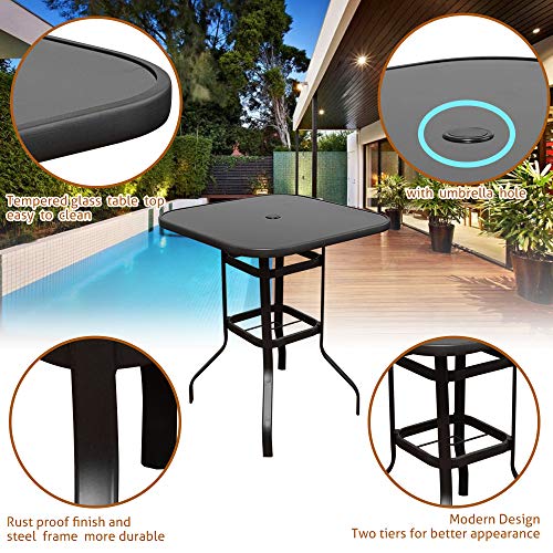 3PCS Patio Furniture Swivel Bar Set,Outdoor Furniture Patio Chairs Set,All-Weather Outdoor Patio Furniture 360 Degree Swivel Chair and Patio Table Suitable for Patio,Bar Set,Garden(2 Stools&1 Table) - Thumbnail 5
